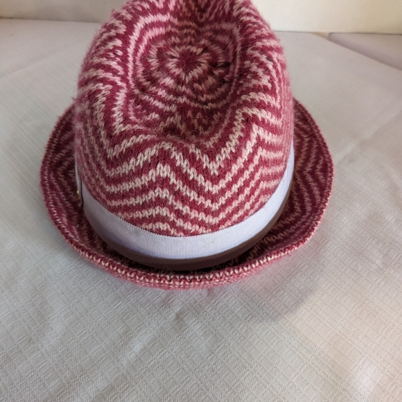 BCBG Generation rosewood angora blend Fedora hat red pink herringbone one size - Picture 9 of 12